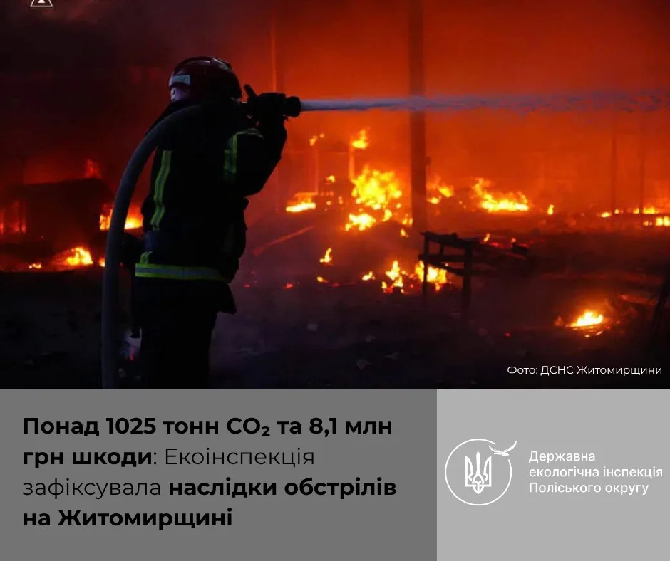 Понад тисячу тонн діоксиду в повітрі після обстрілів Житомира
