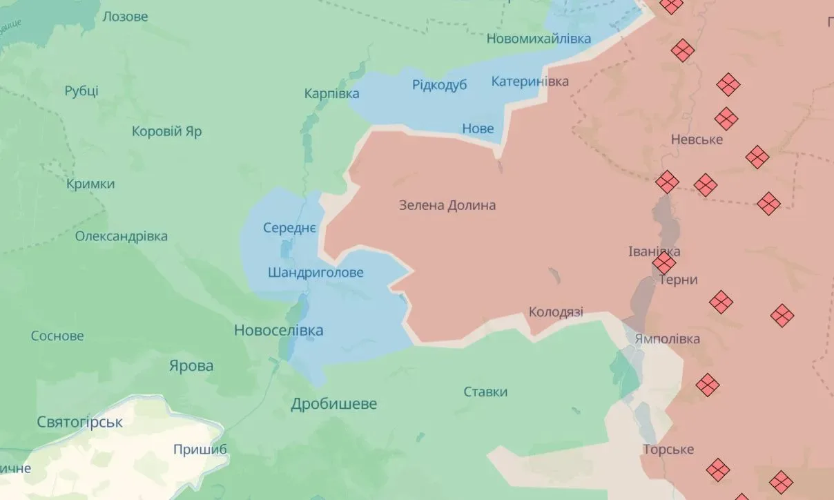 Звільнені населені пункти на Донеччині на карті Deep State