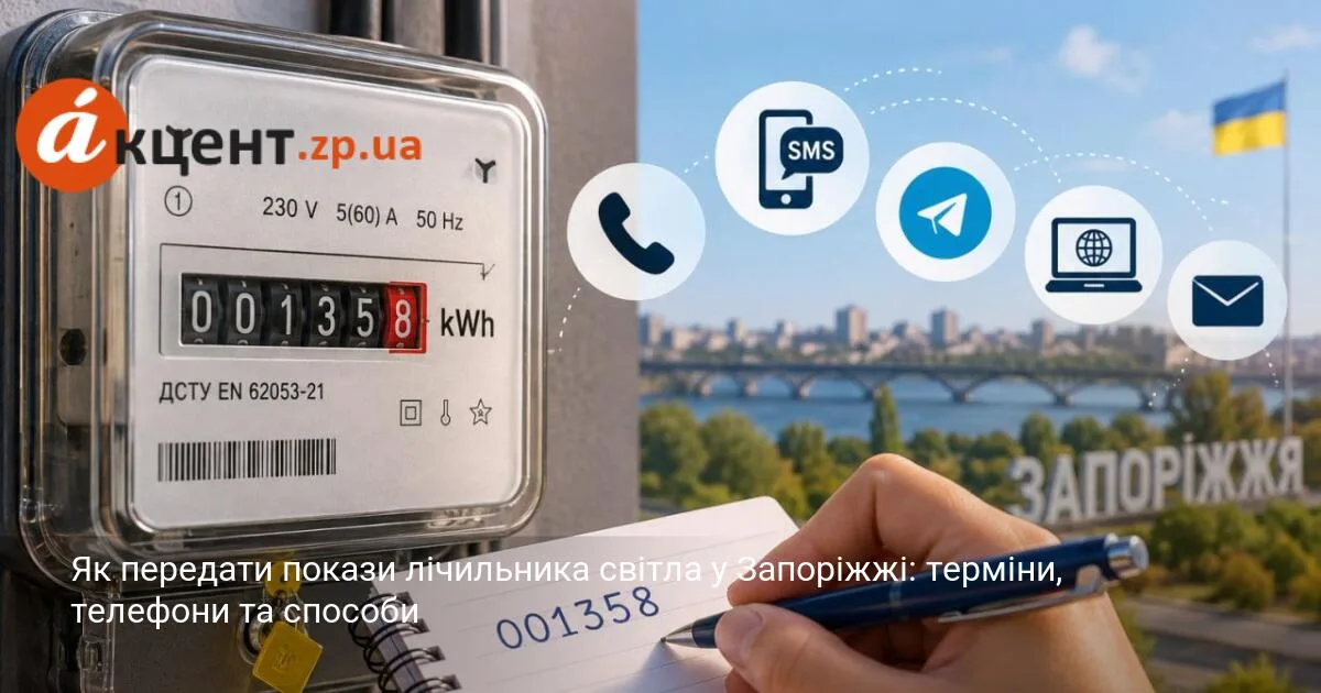 Як передати покази лічильника світла у Запоріжжі: терміни, телефони та способи