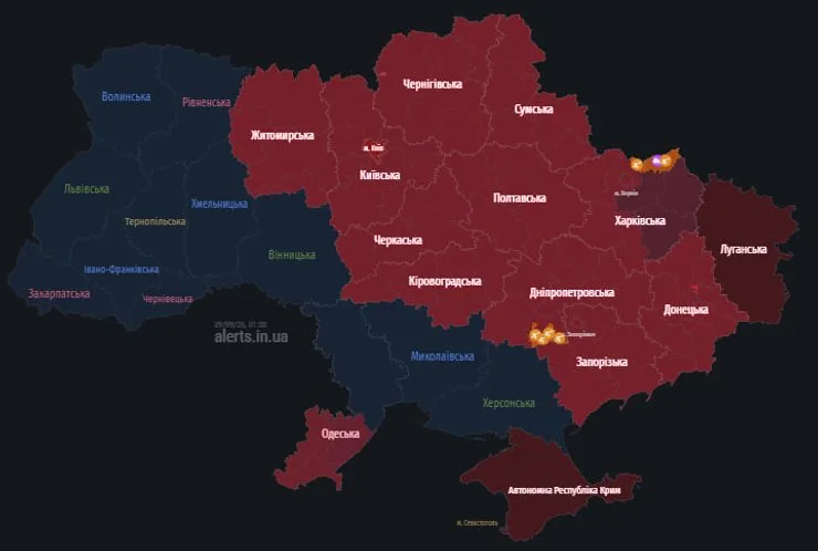 карта воздушных тревог