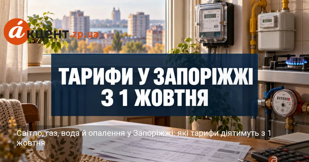 Світло, газ, вода й опалення у Запоріжжі: які тарифи діятимуть з 1 жовтня
