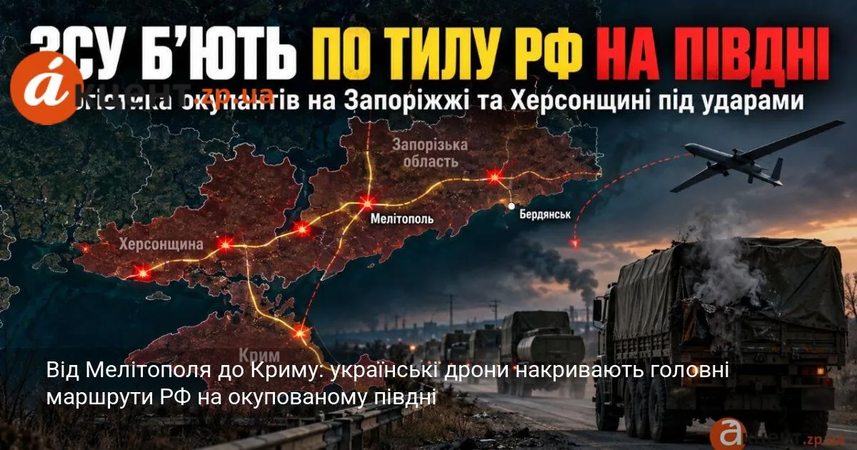 Від Мелітополя до Криму: українські дрони накривають головні маршрути РФ на окупованому півдні
