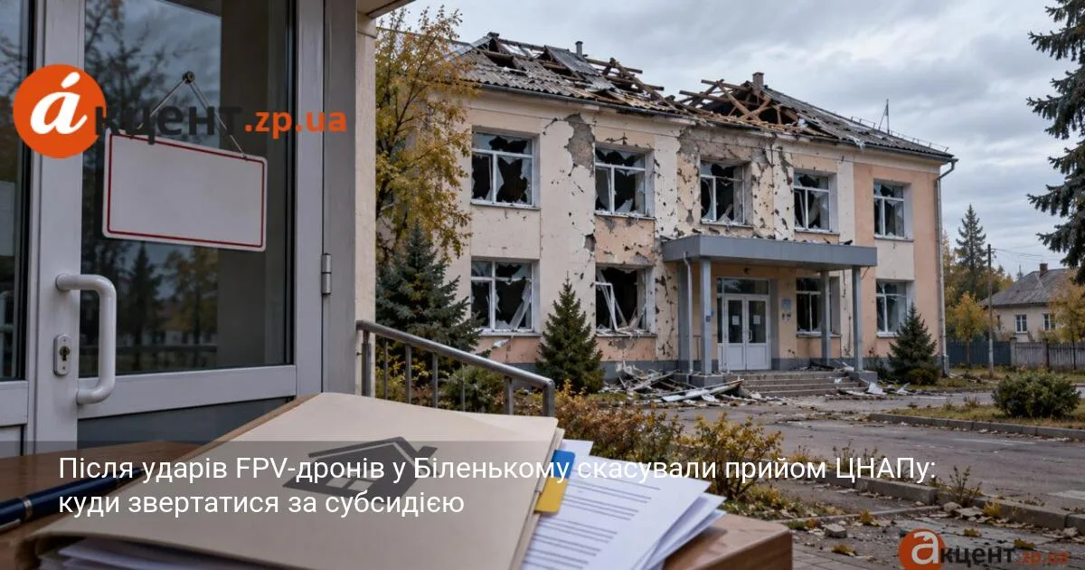 Після ударів FPV-дронів у Біленькому скасували прийом ЦНАПу: куди звертатися за субсидією