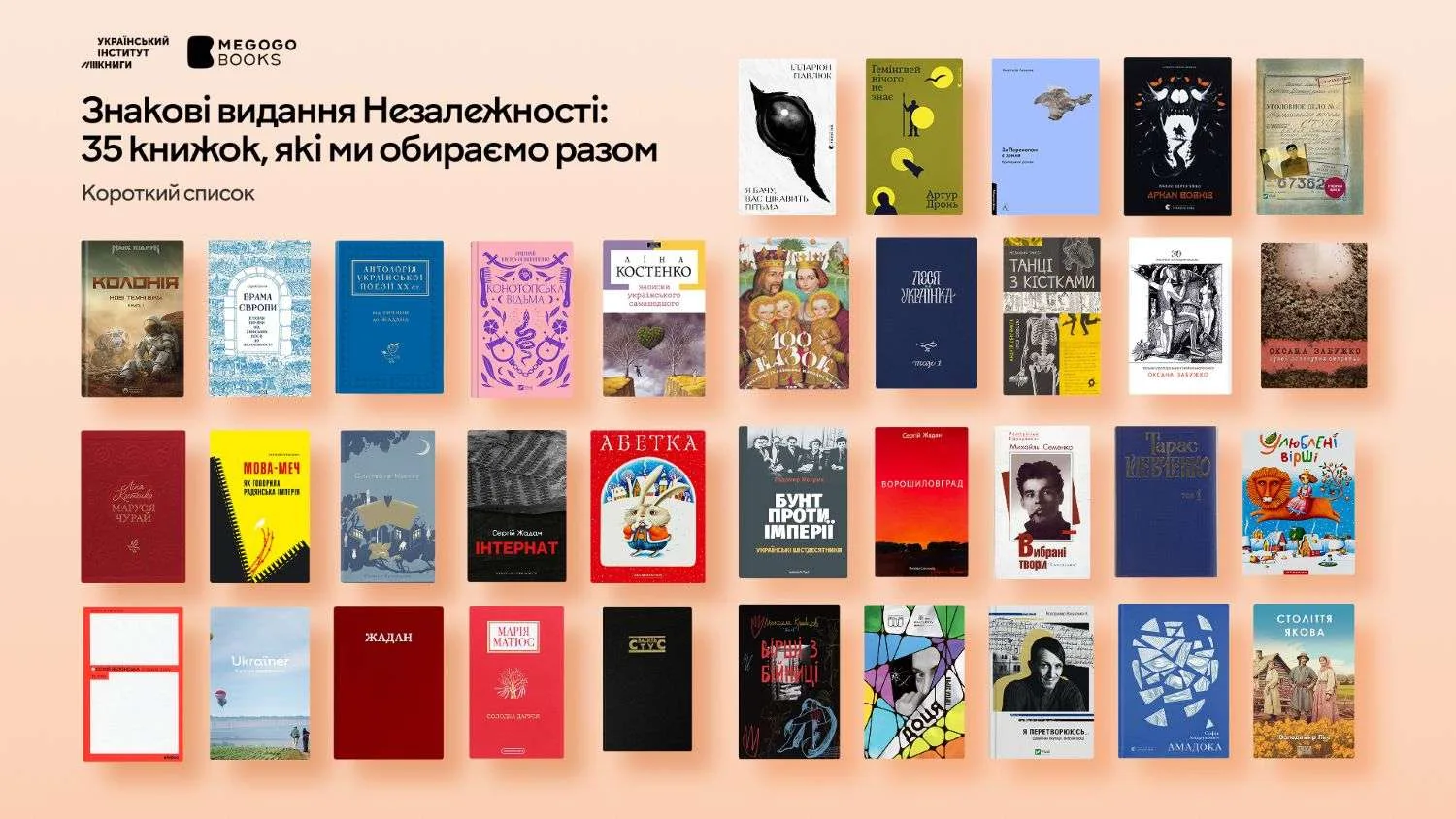Український інститут книги та MEGOGO BOOKS оголосили результати читацького голосування за 35 знакових видань Незалежності