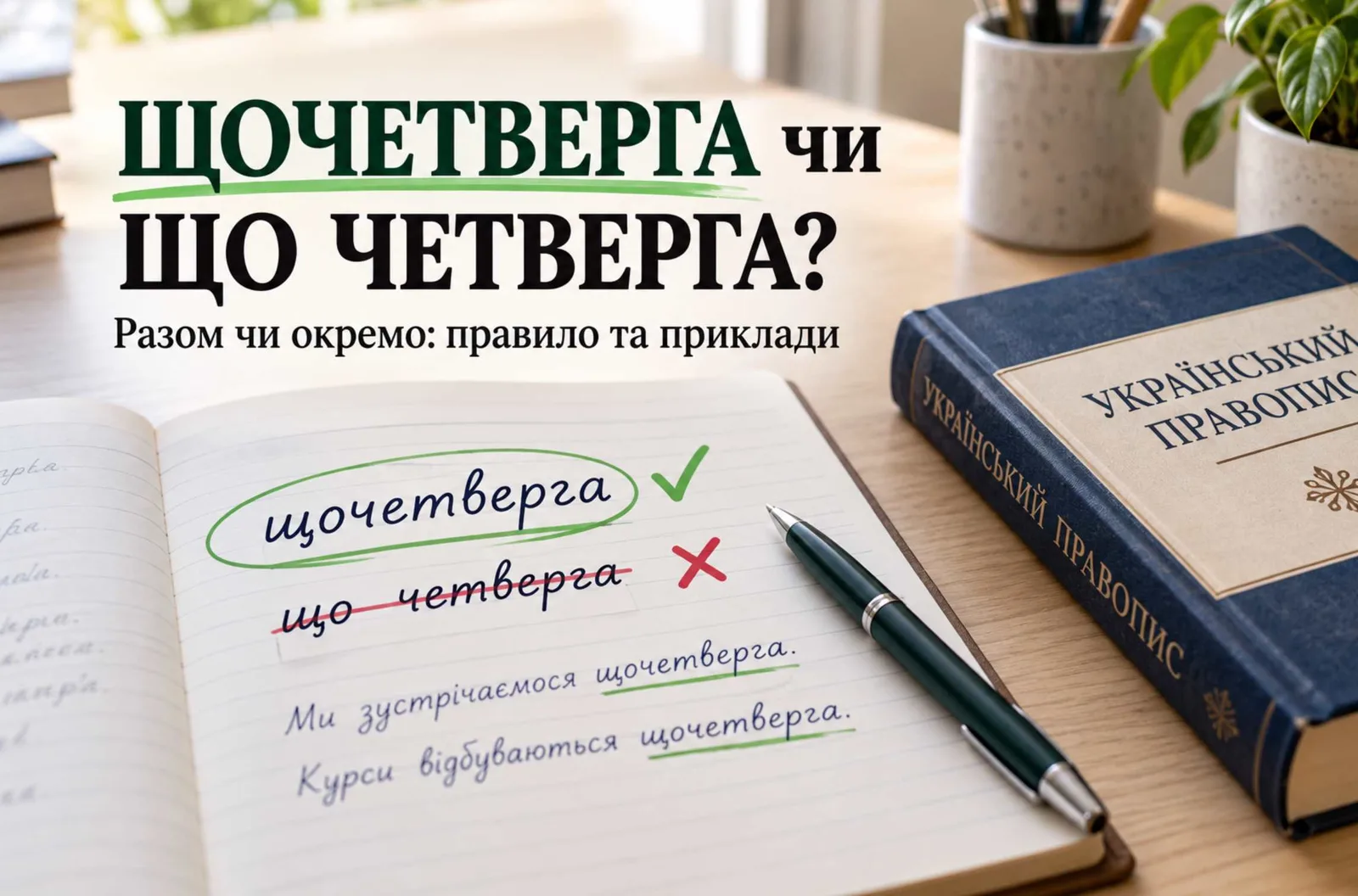 Як пишеться щочетверга чи що четверга, разом чи окремо: правила правопису українською мовою