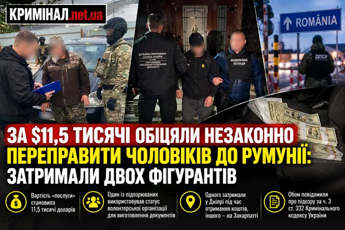 За $11,5 тисячі обіцяли незаконно переправити чоловіків до Румунії: затримали двох фігурантів