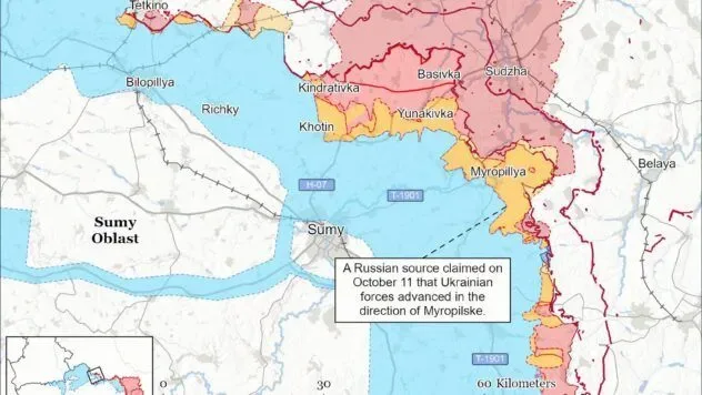Карта бойових дій в Україні на 12 жовтня 2026