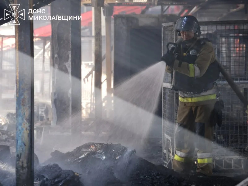 Вантажний термінал у Миколаєві спалахнув після удару дронів — звіт ДСНС
