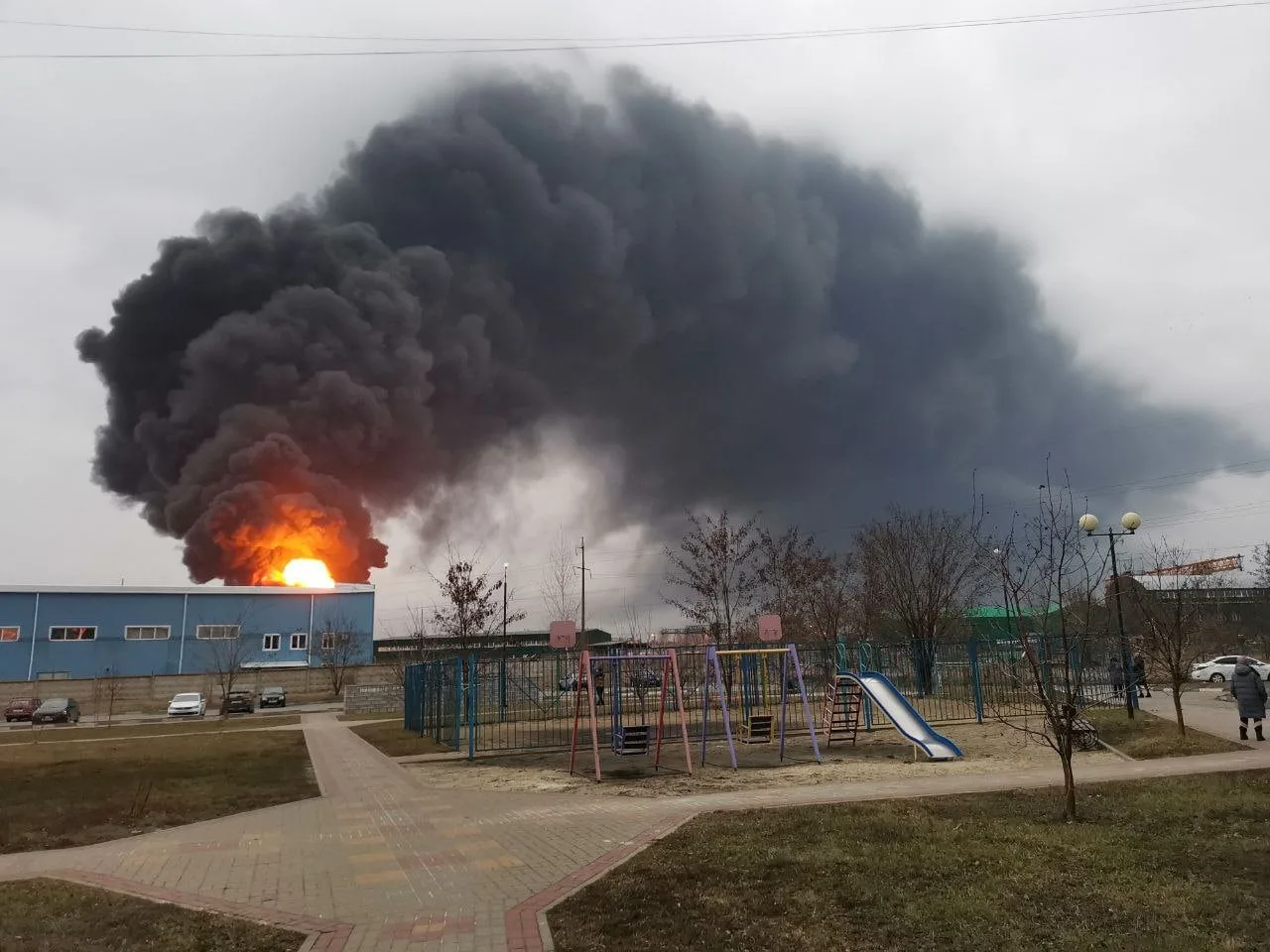 Пожежа у Бєлгороді після атаки дронів