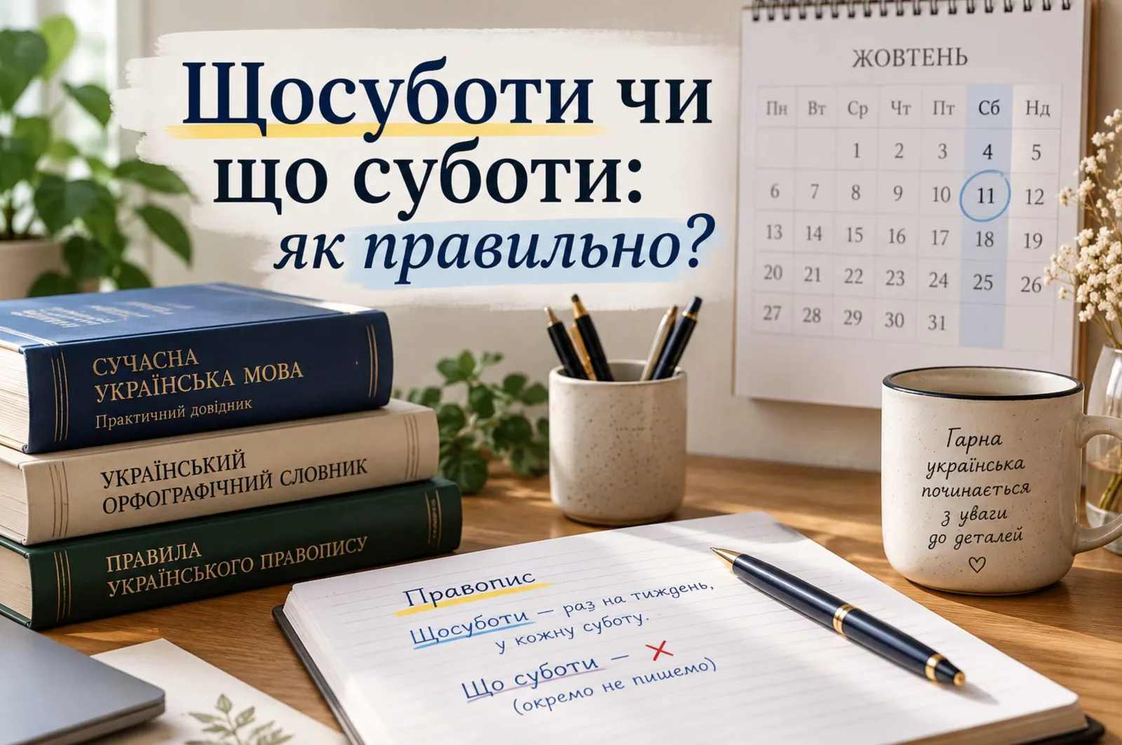 Щосуботи чи що суботи: як правильно пишеться українською — разом чи окремо