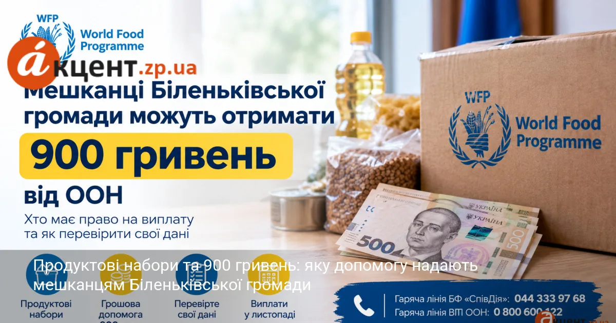 Продуктові набори та 900 гривень: яку допомогу надають мешканцям Біленьківської громади