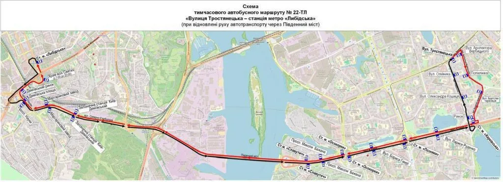 Від 31 жовтня через Південний міст курсуватимуть три автобусних маршрути (схеми)
