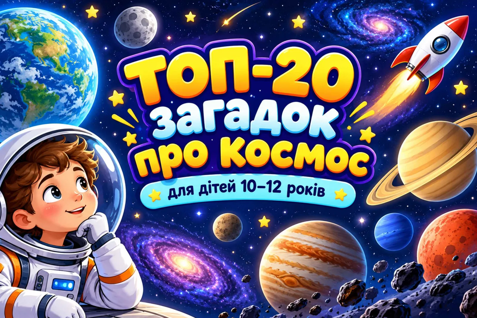 ТОП-20 загадок про космос для дітей 10–12 років: цікаві, розумні та пізнавальні загадки з відповідями