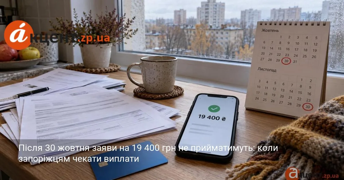 Після 30 жовтня заяви на 19 400 грн не прийматимуть: коли запоріжцям чекати виплати