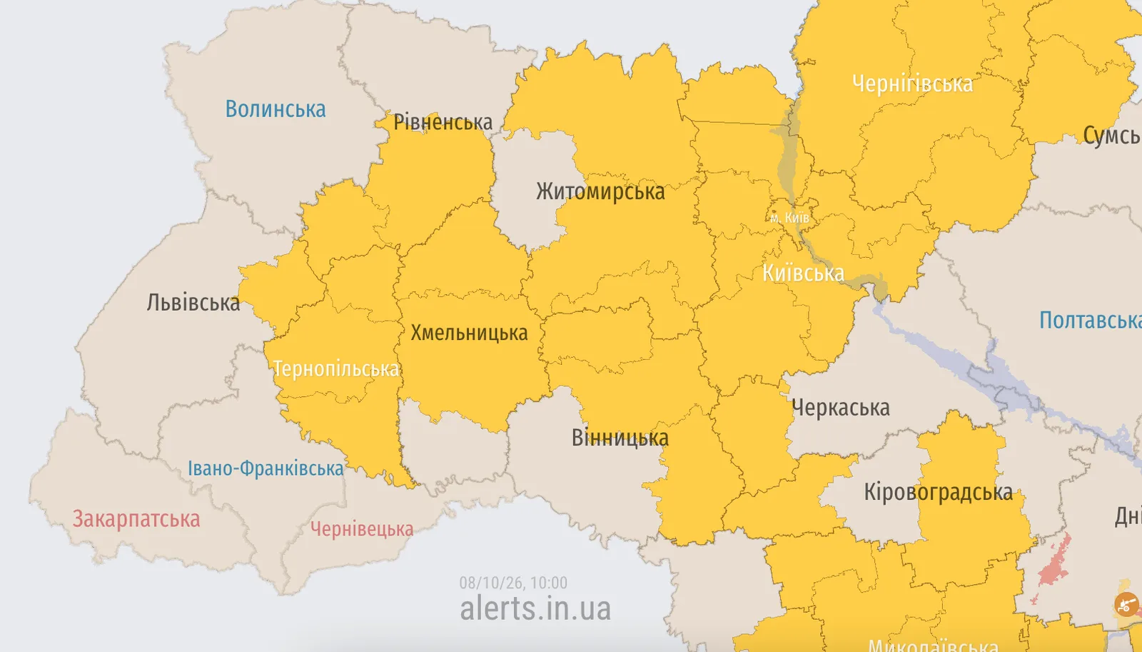 Жовтий рівень небезпеки оголошено у Золочівському районі — повітряна тривога