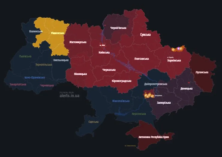 карта воздушных тревог