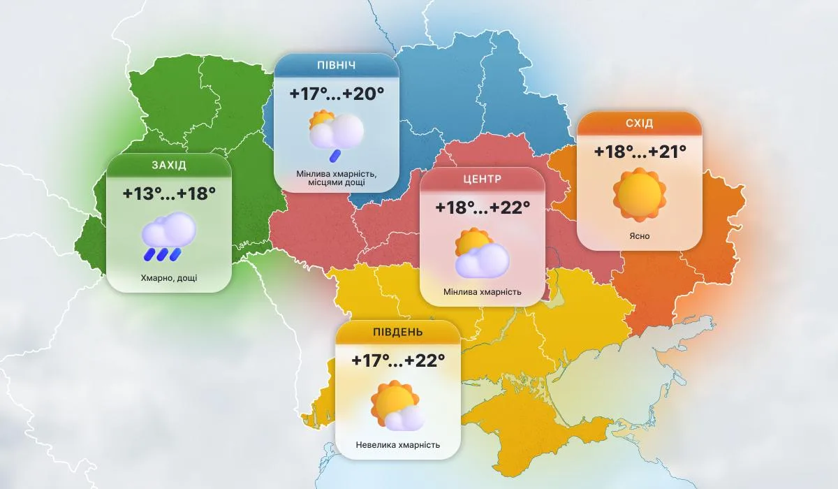 З 9 жовтня в Україні почнуться дощі та різко похолоднішає до +13° (карта)