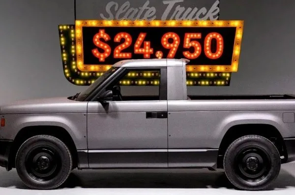 Электропикап Slate Truck, боковой профиль со стальными дисками