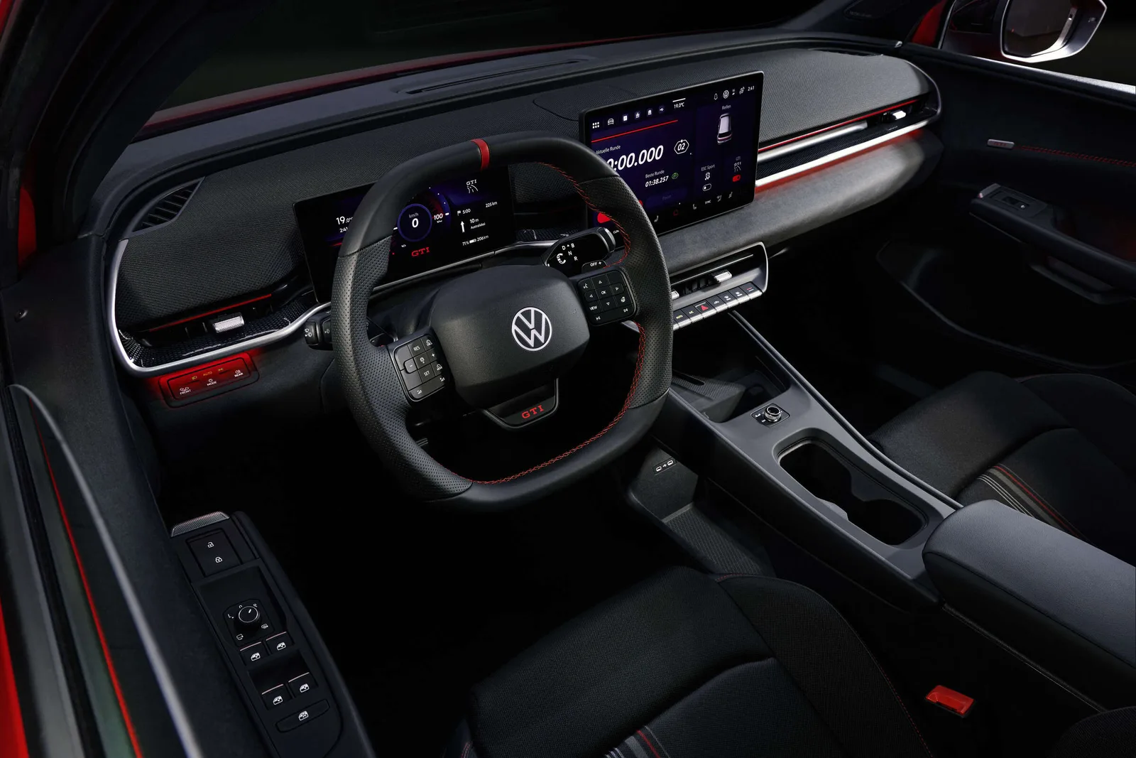 Салон Volkswagen ID. Polo GTI с рулём и дисплеями