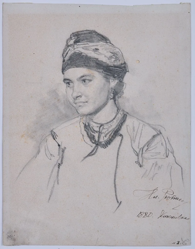 Українська селянка. Качанівка. 1880. Папір, графітний олівець. Національний музей «Київська картинна галерея» 