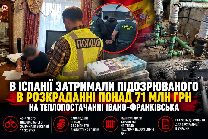 В Іспанії затримали підозрюваного в розкраданні понад 71 млн грн на теплопостачанні Івано-Франківська