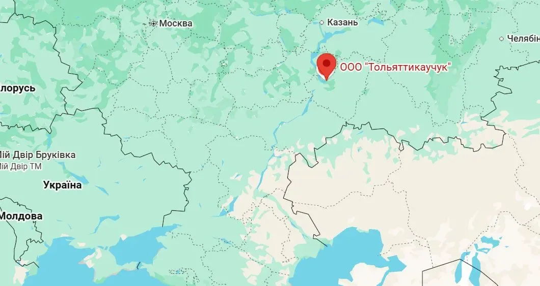 Тольяттікаучук на карті