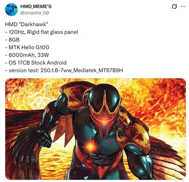 Утечка информации о смартфоне HMD Darkhawk