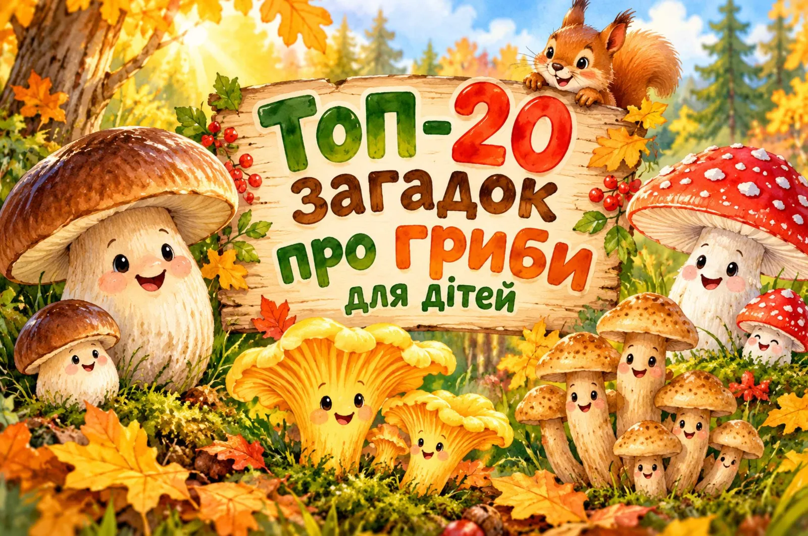 ТОП-20 загадок про гриби для дітей з відповідями: цікаві, легкі та складні