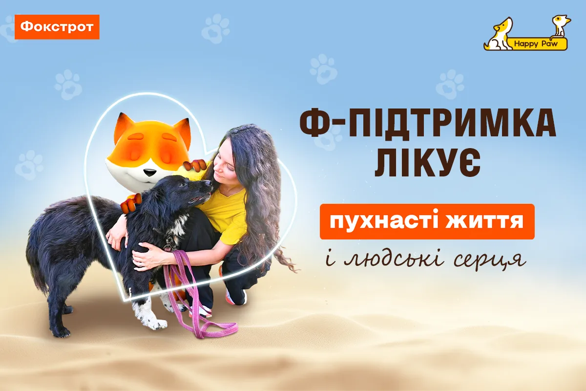 Тваринам із притулків потрібна допомога: Фокстрот і Happy Paw запустили новий етап «Ф-підтримки»