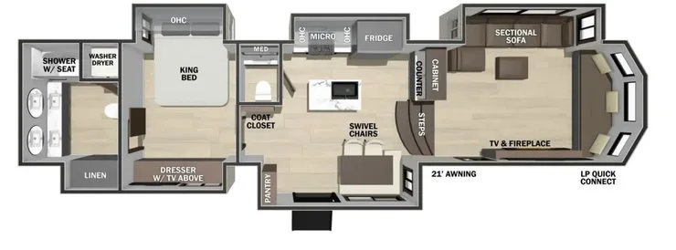 Как выглядит внутри трейлер Cedar Creek 413FWC