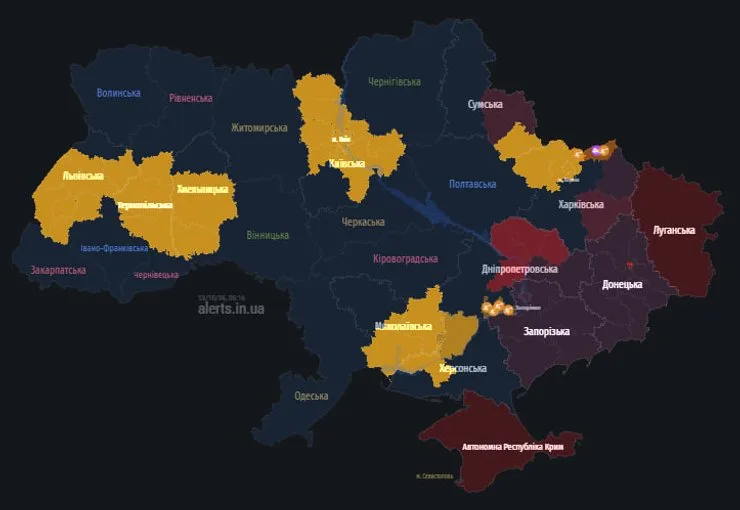 карта воздушных тревог