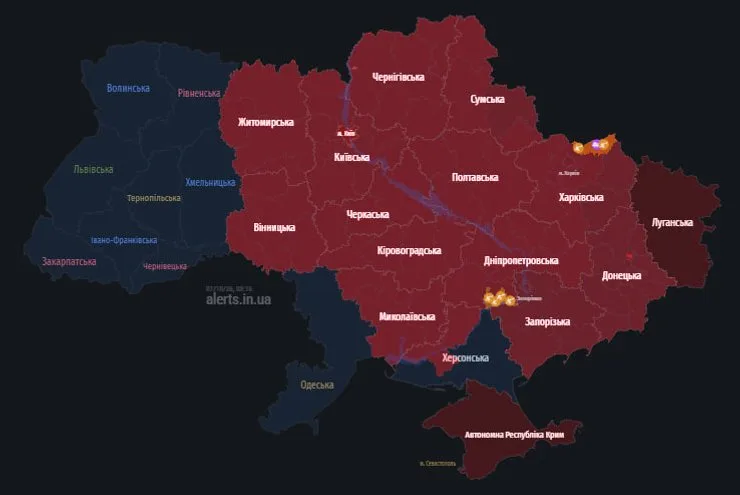 карта воздушных тревог