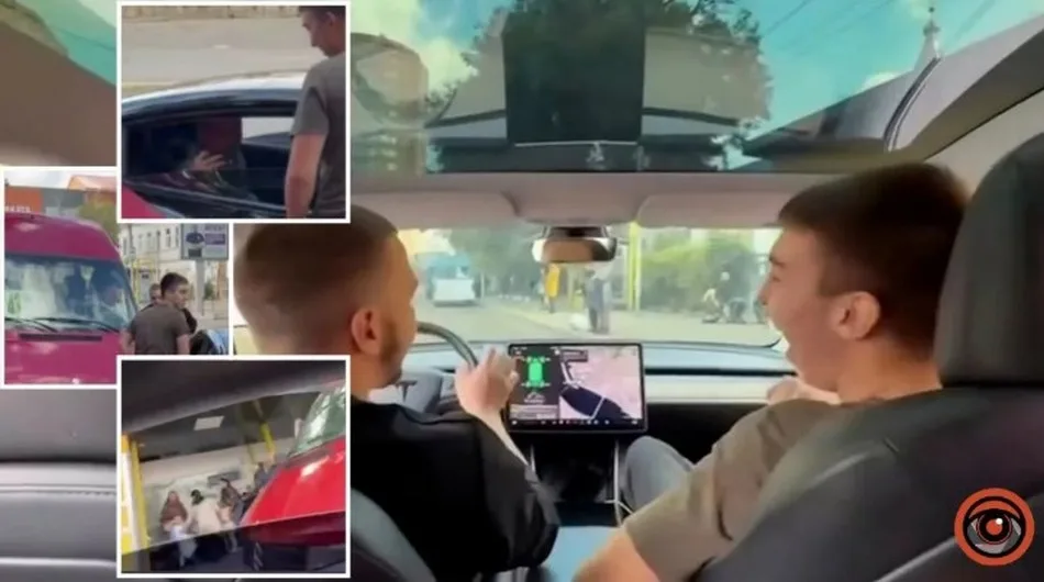 Влетіли у маршрутку: у Дніпрі молодики з Tesla похизуватися на відео невдалим дрифтом