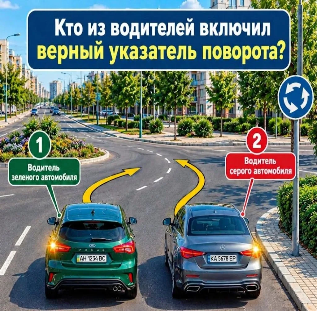 Кто из водителей включил верный указатель поворота?