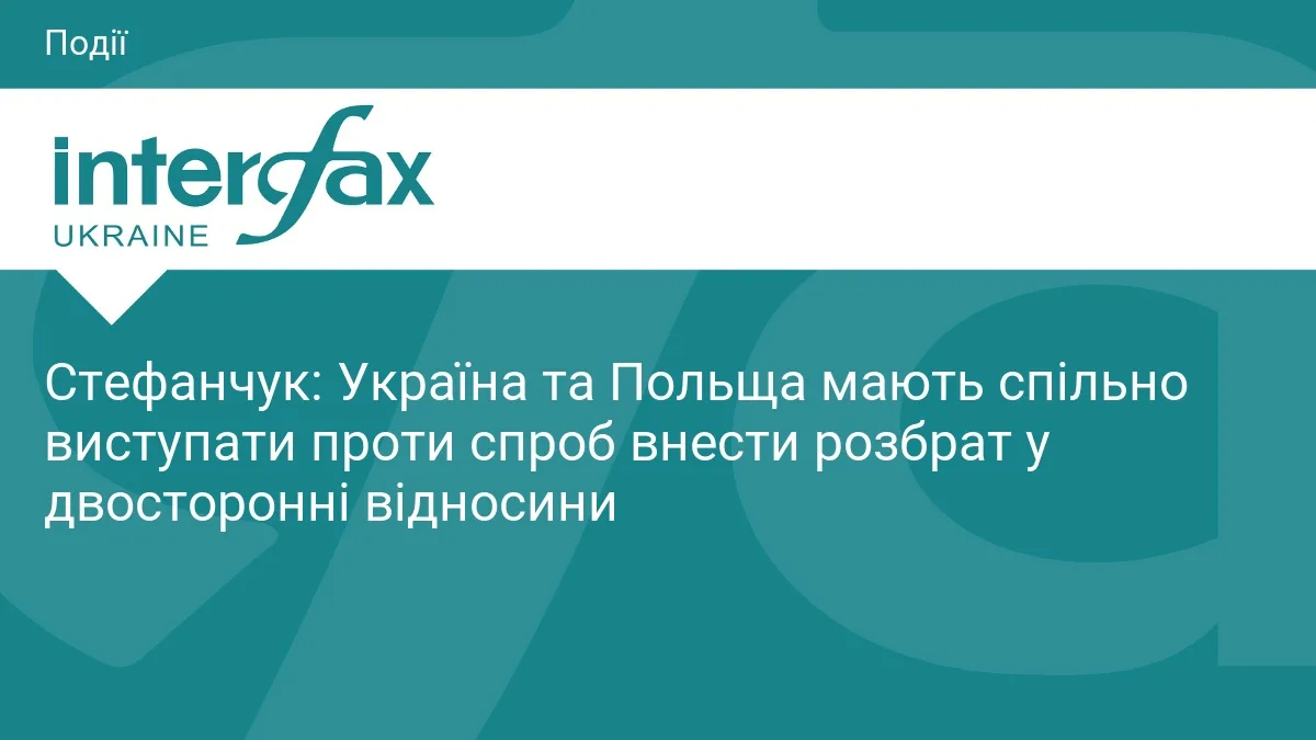 Стефанчук: Україна та Польща мають спільно виступати проти спроб внести розбрат у двосторонні відносини