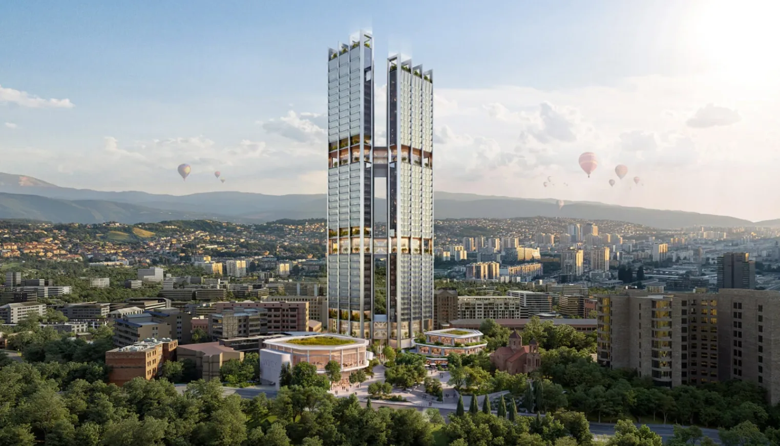 Foster + Partners зведе в Єревані хмарочоси з мостами-садами. З них відкриватиметься вид на Арарат