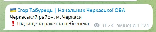 повідомлення табурця про небезпеку