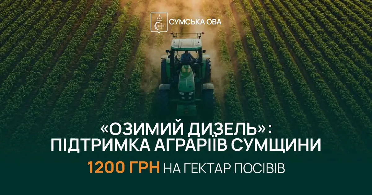 Аграрії прифронтових громад Сумщини можуть отримати по 1 200 грн за гектар на озиму посівну