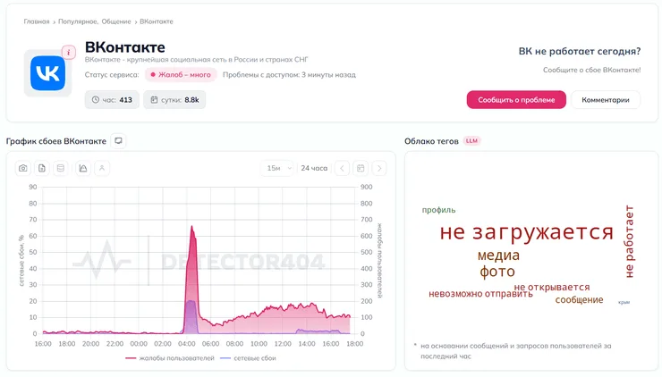 вк сбои