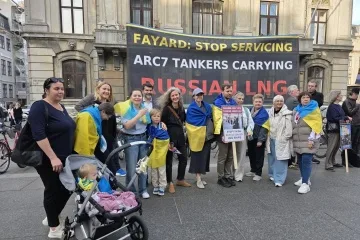 Українці Данії протестували проти обслуговування танкерів РФ місцевою компанією