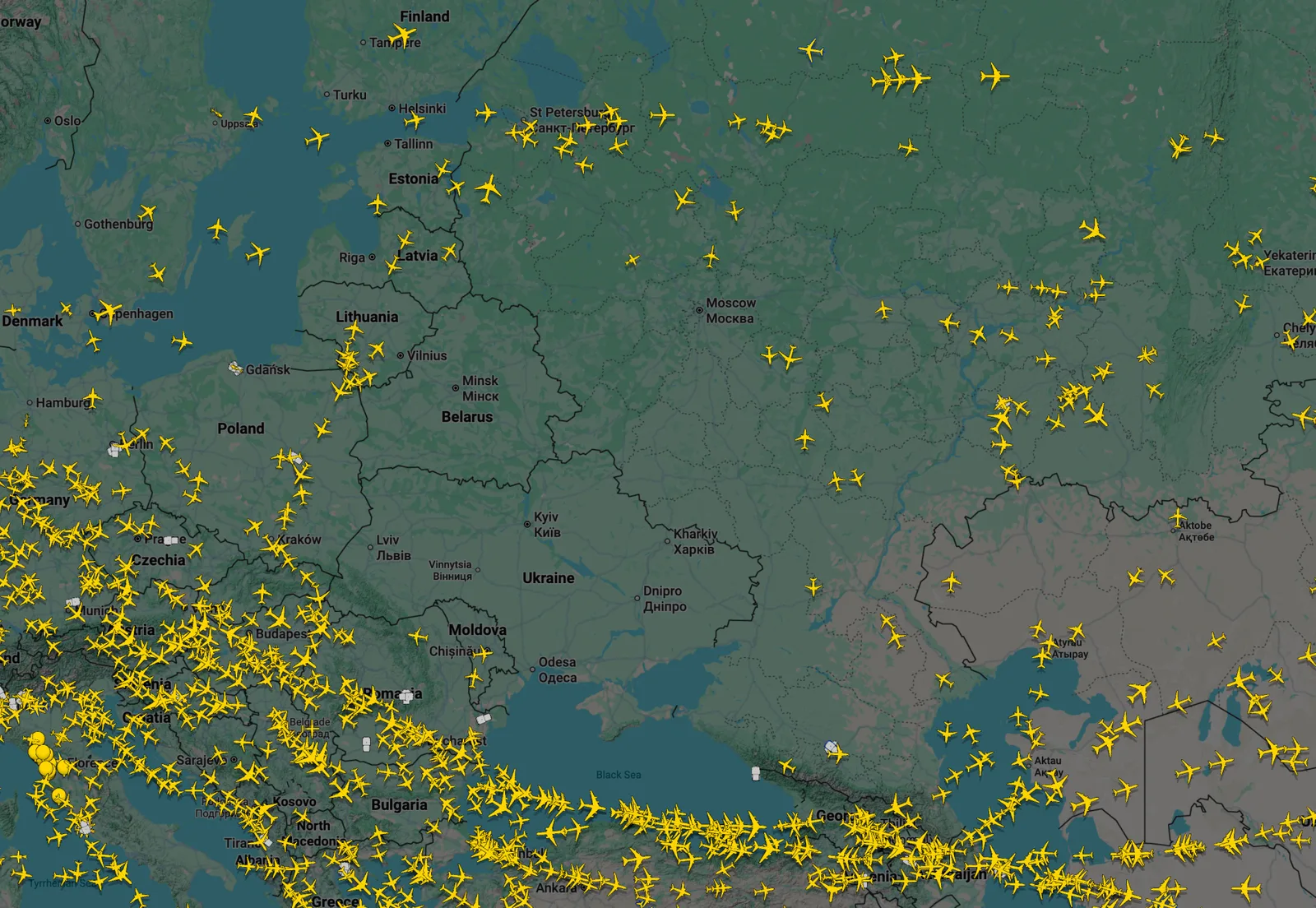Скриншот з сервісу Flightradar24