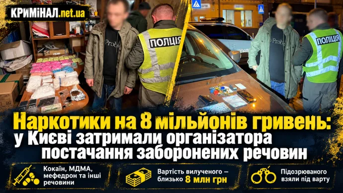 Наркотики на 8 мільйонів гривень: у Києві затримали організатора постачання заборонених речовин